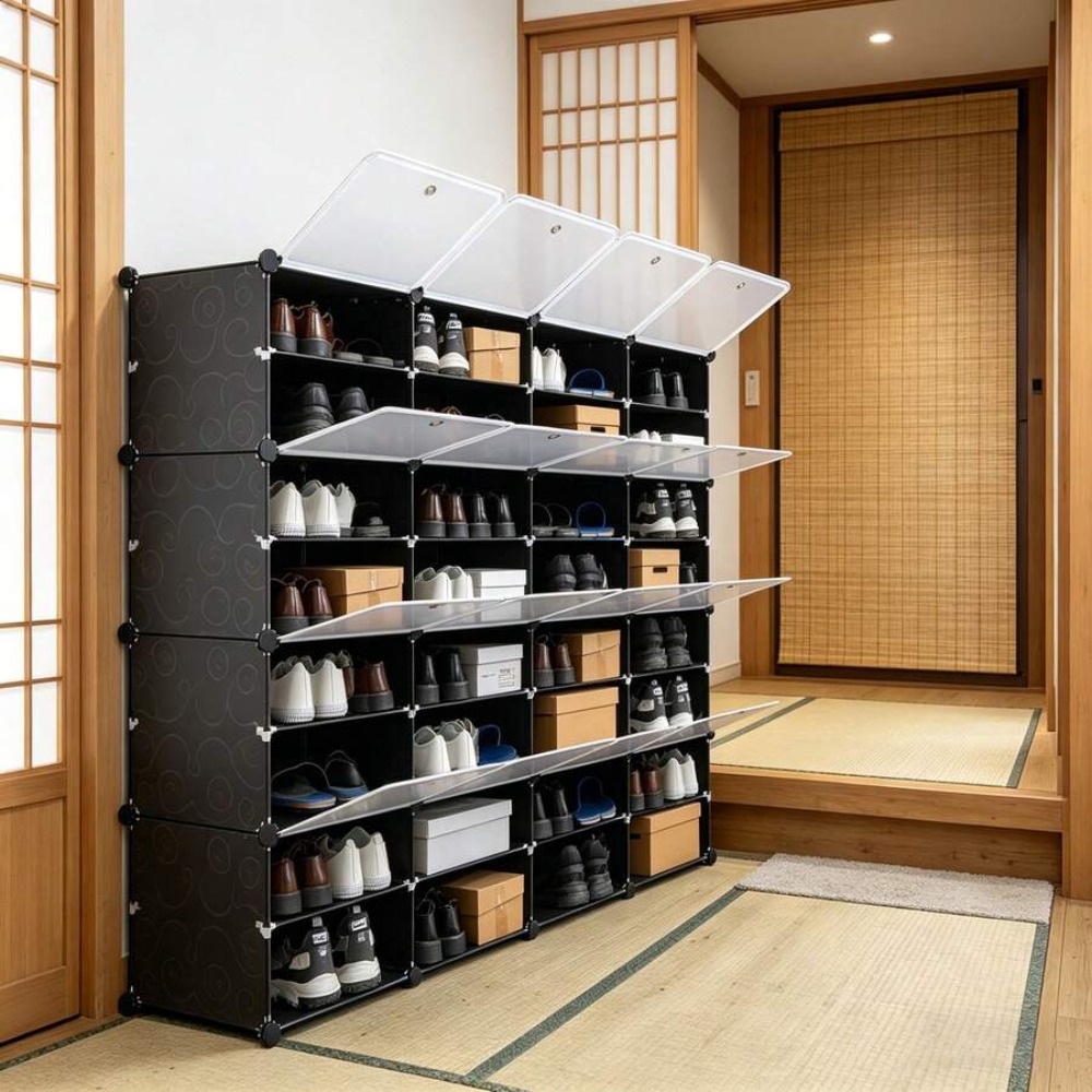 ชั้นวางรองเท้าแบบพกพา 8 ชั้น ส - Shoe Rack Cabinet Narrow Entryway บทวิจารณ์และราคา