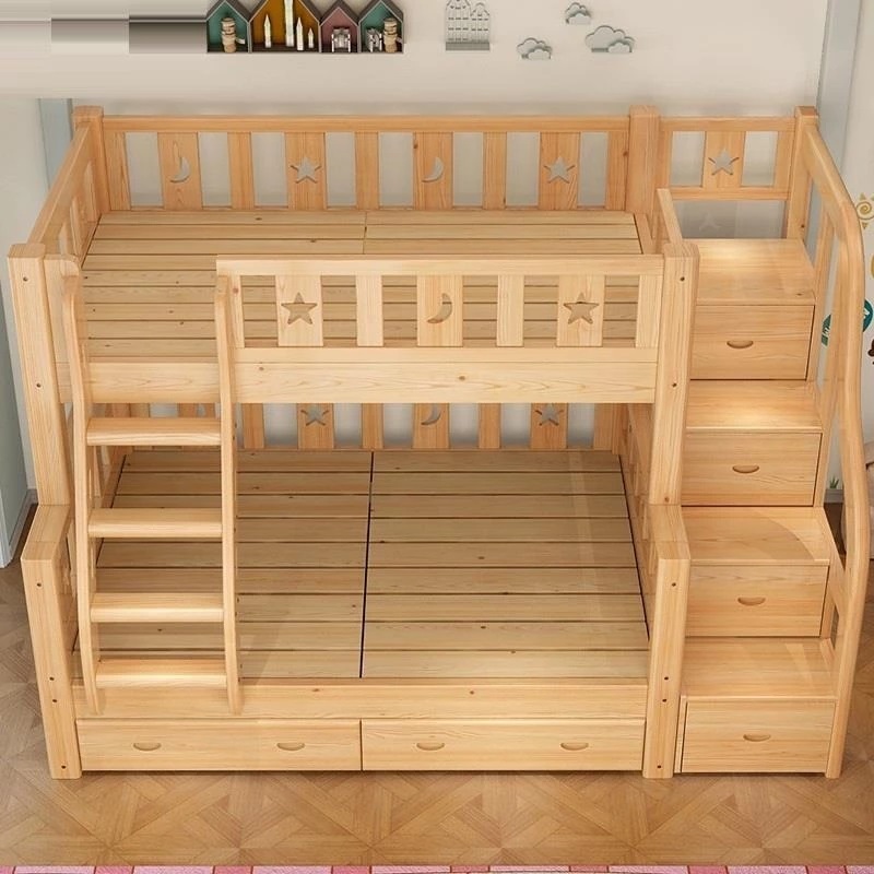 เตียงสองชั้นอเนกประสงค์ไม้จริง - Bunk Bed With Stairs And Slide บทวิจารณ์และราคา