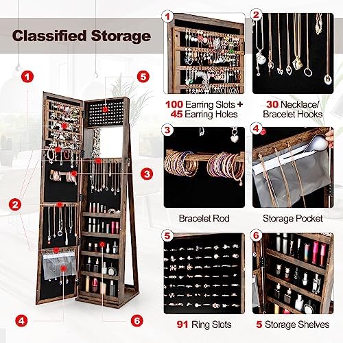 ตู้เก็บเครื่องประดับพร้อมกระจก - Full Length Mirror Jewelry Armoire บทวิจารณ์และราคา