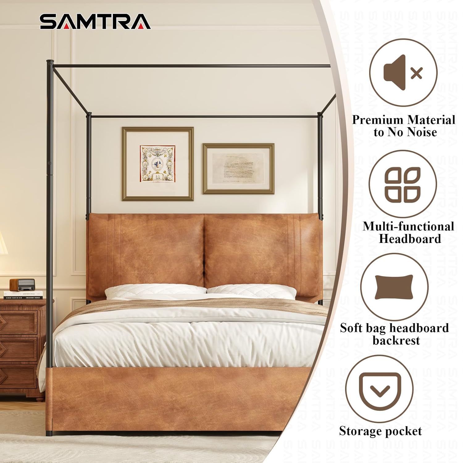 โครงเตียงควีนไซส์พร้อมหัวเตียง - Canopy Bed Frame Metal Queen บทวิจารณ์และราคา