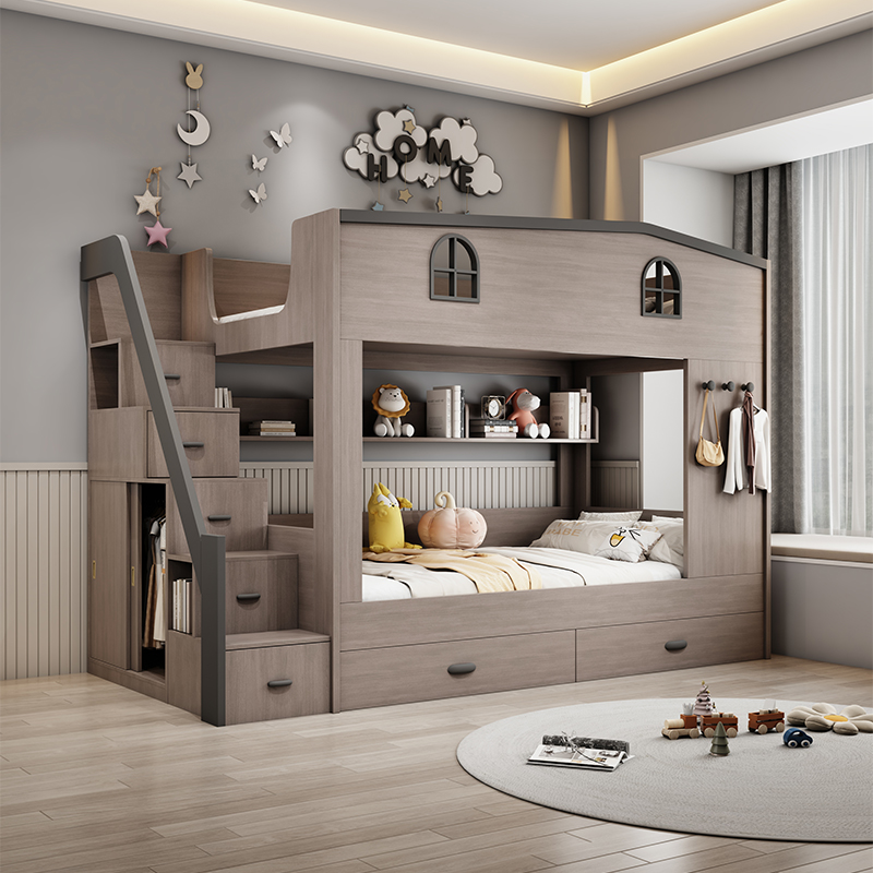 เตียงเด็กสองชั้นสไตล์นอร์ดิก ท - Bunk Bed With Stairs And Slide บทวิจารณ์และราคา