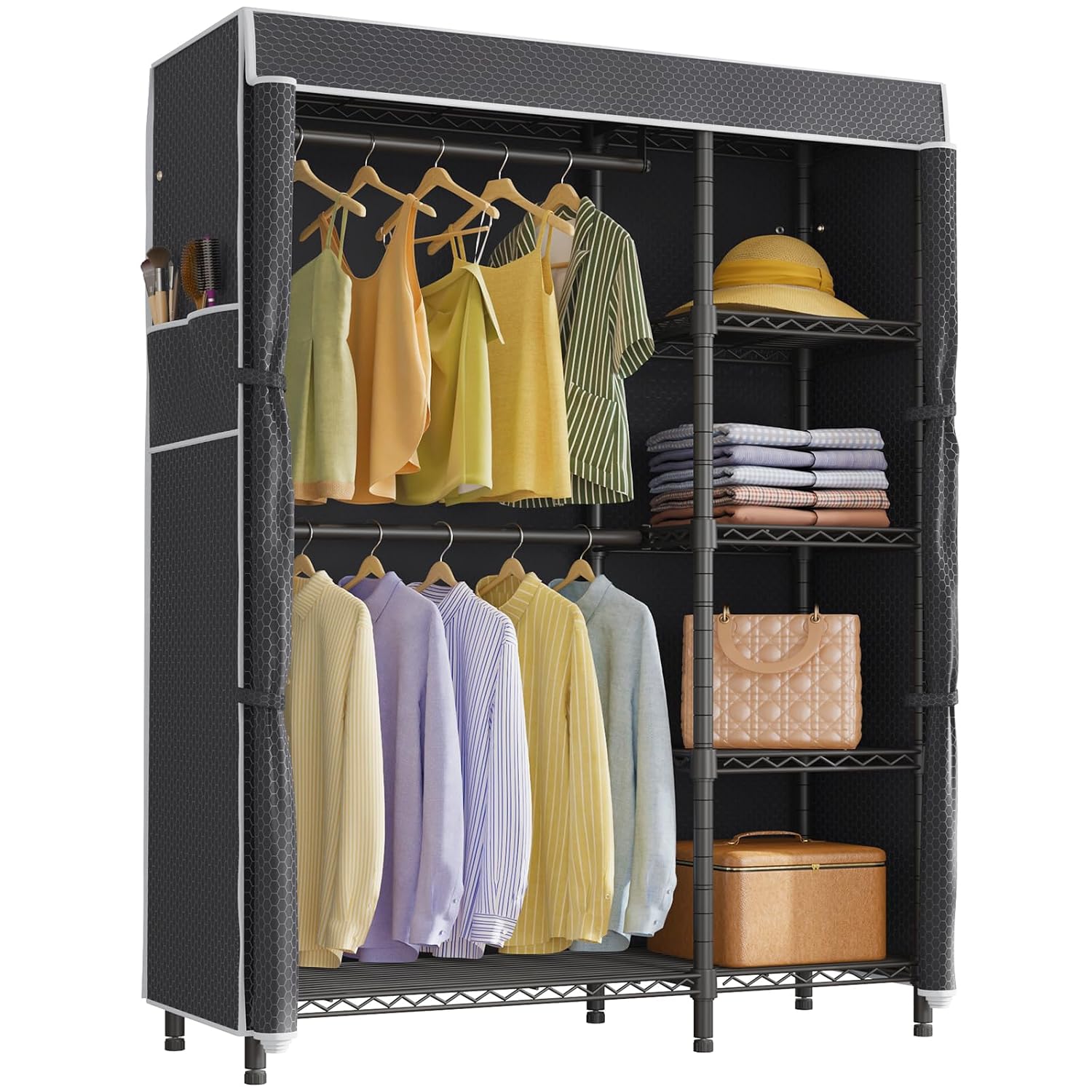 ตู้เสื้อผ้าแบบพกพา ชั้นแขวนเสื - Wardrobe Closet Portable Fabric Cover บทวิจารณ์และราคา