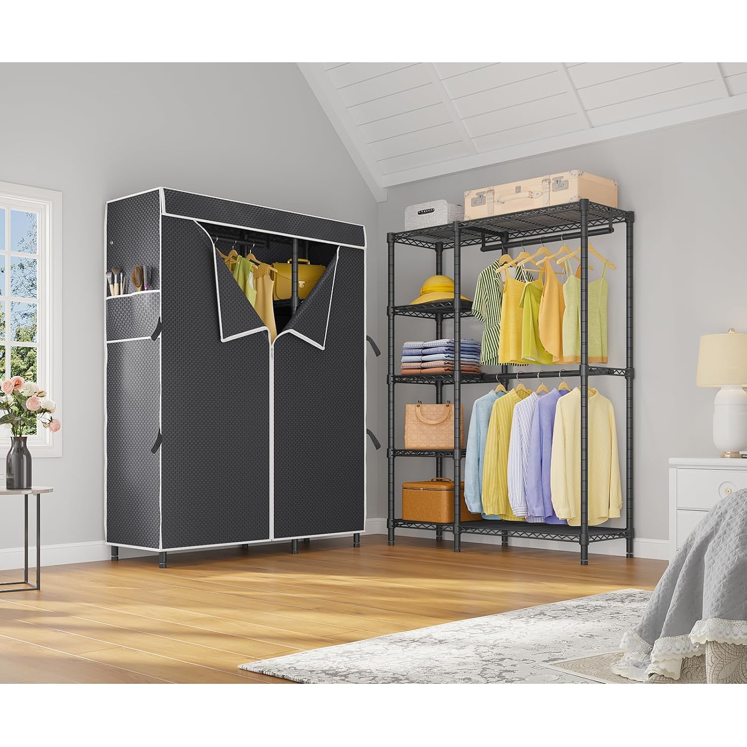 ตู้เสื้อผ้าแบบพกพา ชั้นแขวนเสื - Wardrobe Closet Portable Fabric Cover บทวิจารณ์และราคา