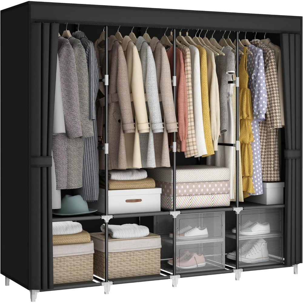 ตู้เสื้อผ้าแบบพกพาขนาด 67 นิ้ว - Wardrobe Closet Portable Fabric Cover บทวิจารณ์และราคา