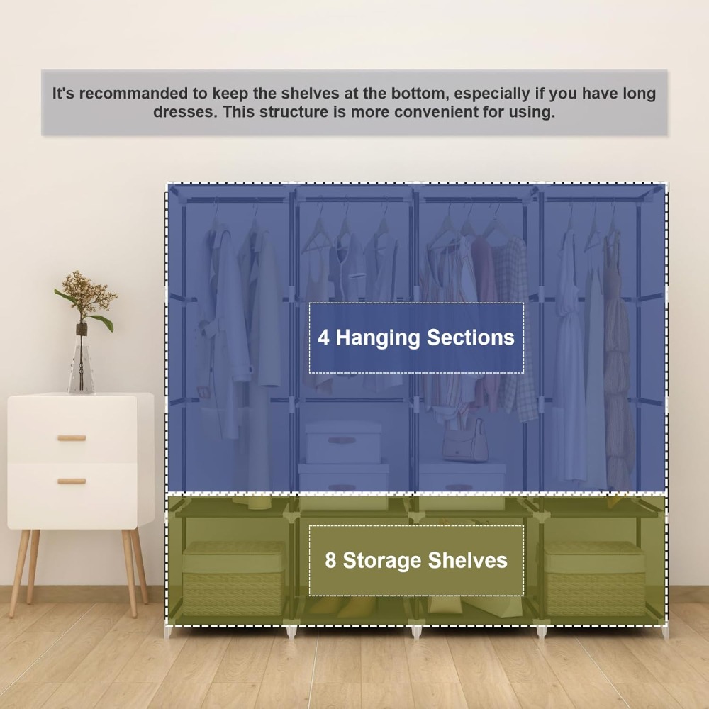 ตู้เสื้อผ้าแบบพกพาขนาด 67 นิ้ว - Wardrobe Closet Portable Fabric Cover บทวิจารณ์และราคา