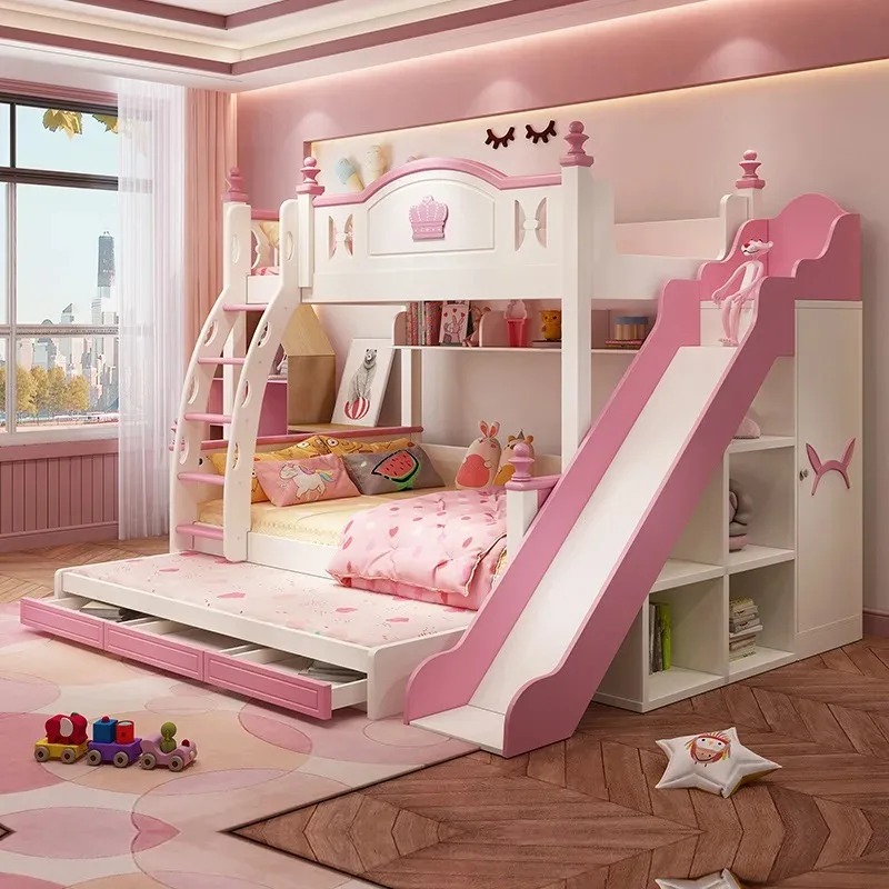 เฟอร์นิเจอร์ห้องนอนเด็ก เตียงส - Bunk Bed With Stairs And Slide บทวิจารณ์และราคา