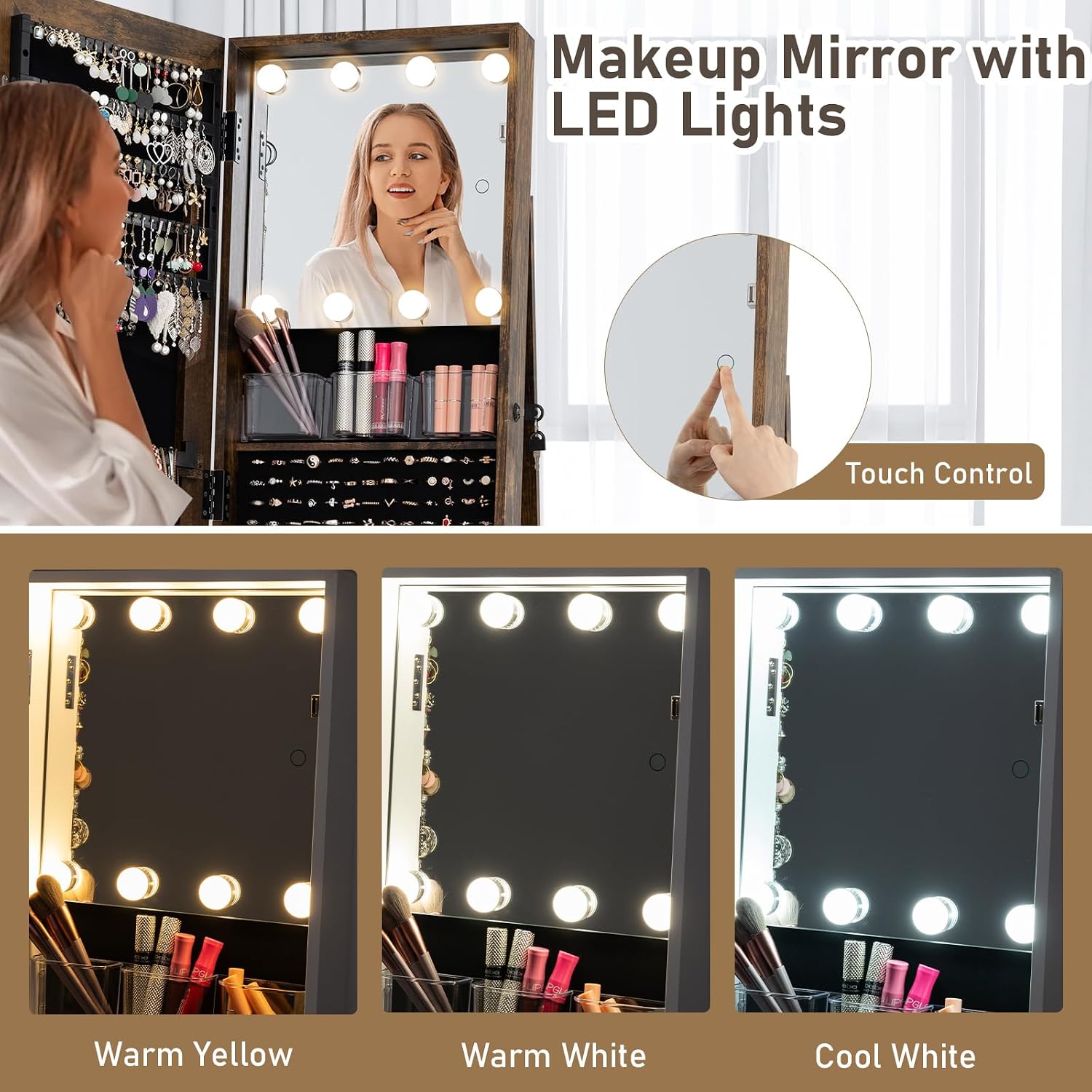 ตู้เก็บเครื่องประดับแบบหมุนได้ - Full Length Mirror Jewelry Armoire บทวิจารณ์และราคา