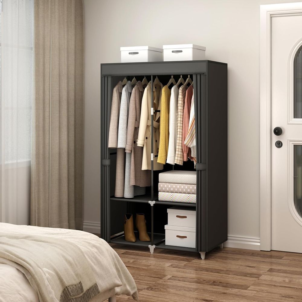 ตู้เสื้อผ้าแบบพกพาสำหรับห้องขน - Wardrobe Closet Portable Fabric Cover บทวิจารณ์และราคา
