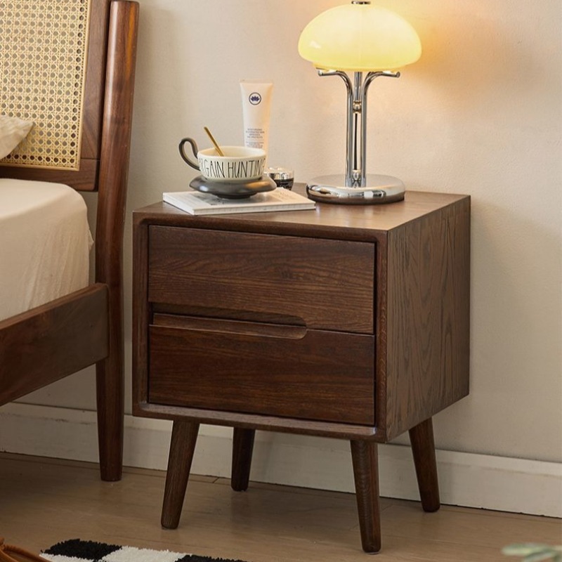 โต๊ะข้างเตียงไม้วินเทจโต๊ะข้าง - Solid Wood Nightstand 2 Drawers บทวิจารณ์และราคา