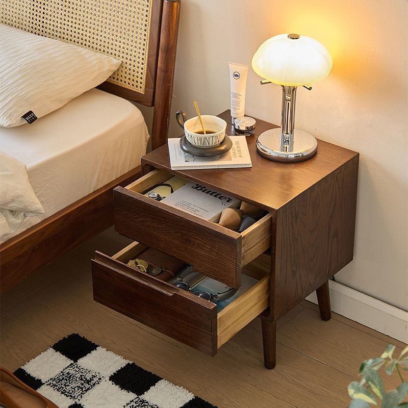 โต๊ะข้างเตียงไม้วินเทจโต๊ะข้าง - Solid Wood Nightstand 2 Drawers บทวิจารณ์และราคา