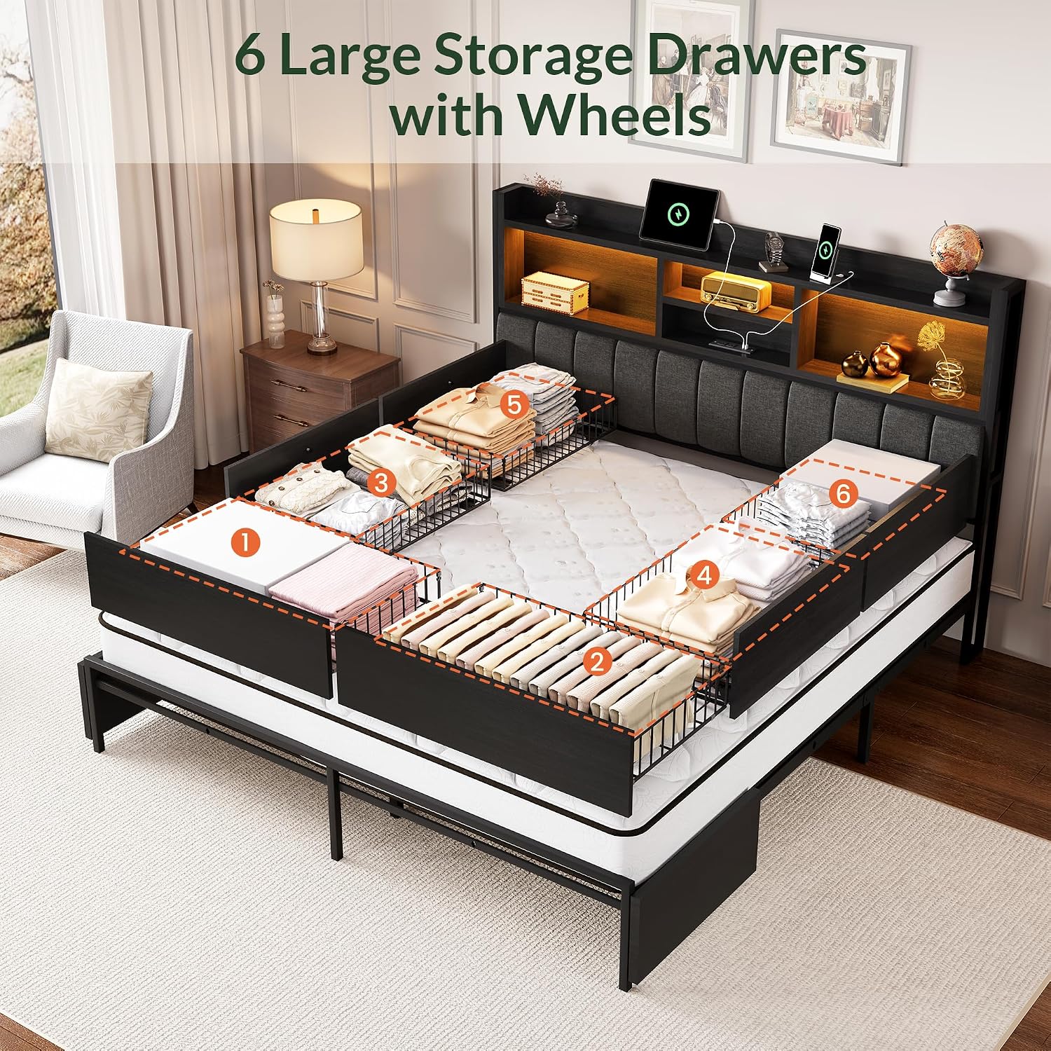 โครงเตียงคิงไซส์พร้อมลิ้นชักเก - King Size Bed Frame With Storage Drawers บทวิจารณ์และราคา