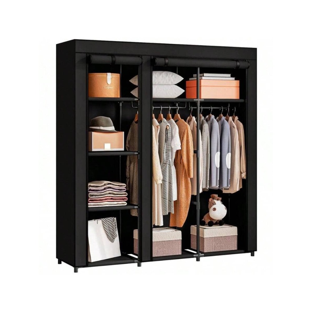 ตู้เสื้อผ้าแบบพกพาพร้อมราวแขวน - Wardrobe Closet Portable Fabric Cover บทวิจารณ์และราคา