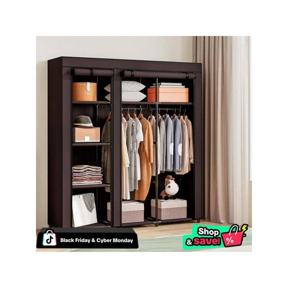 ตู้เสื้อผ้าแบบพกพาพร้อมราวแขวน - Wardrobe Closet Portable Fabric Cover บทวิจารณ์และราคา