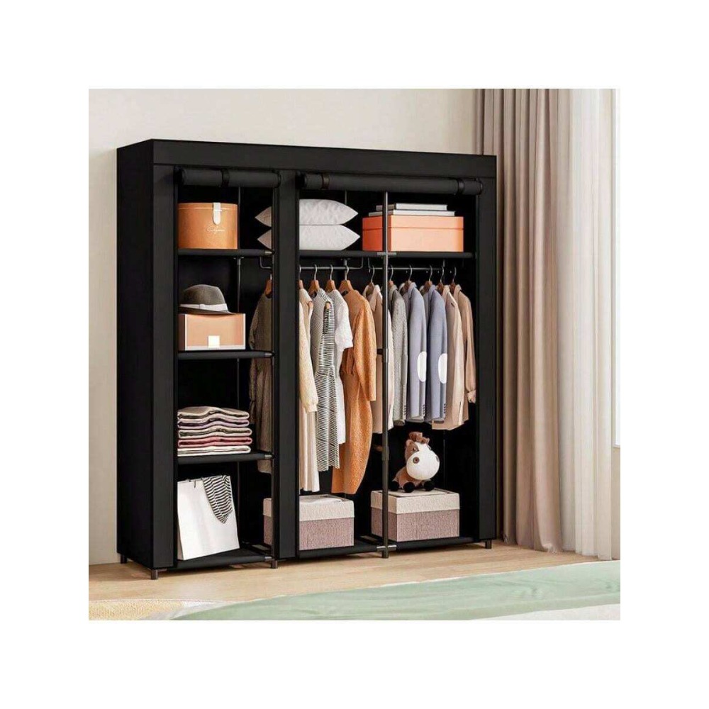 ตู้เสื้อผ้าแบบพกพาพร้อมราวแขวน - Wardrobe Closet Portable Fabric Cover บทวิจารณ์และราคา