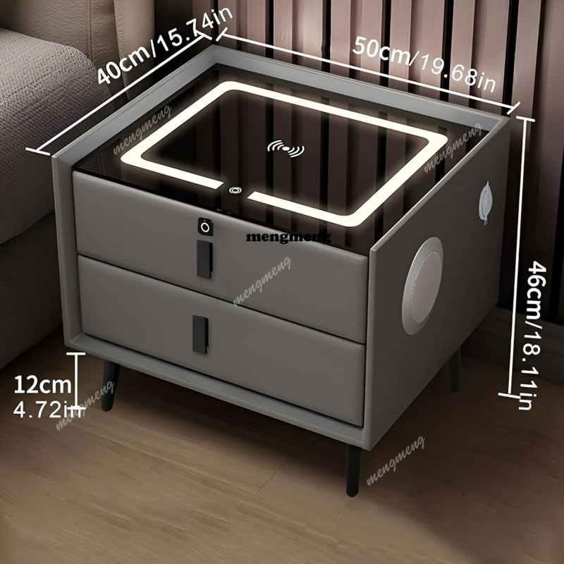 โต๊ะข้างเตียงไม้แท้พร้อมที่ชาร - Solid Wood Nightstand 2 Drawers บทวิจารณ์และราคา