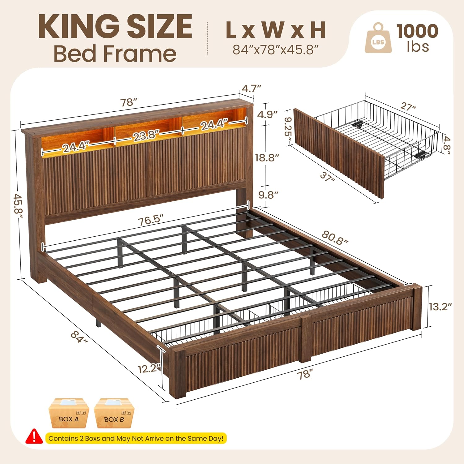 โครงเตียงขนาดคิงไซส์พร้อมหัวเต - King Size Bed Frame With Storage Drawers บทวิจารณ์และราคา