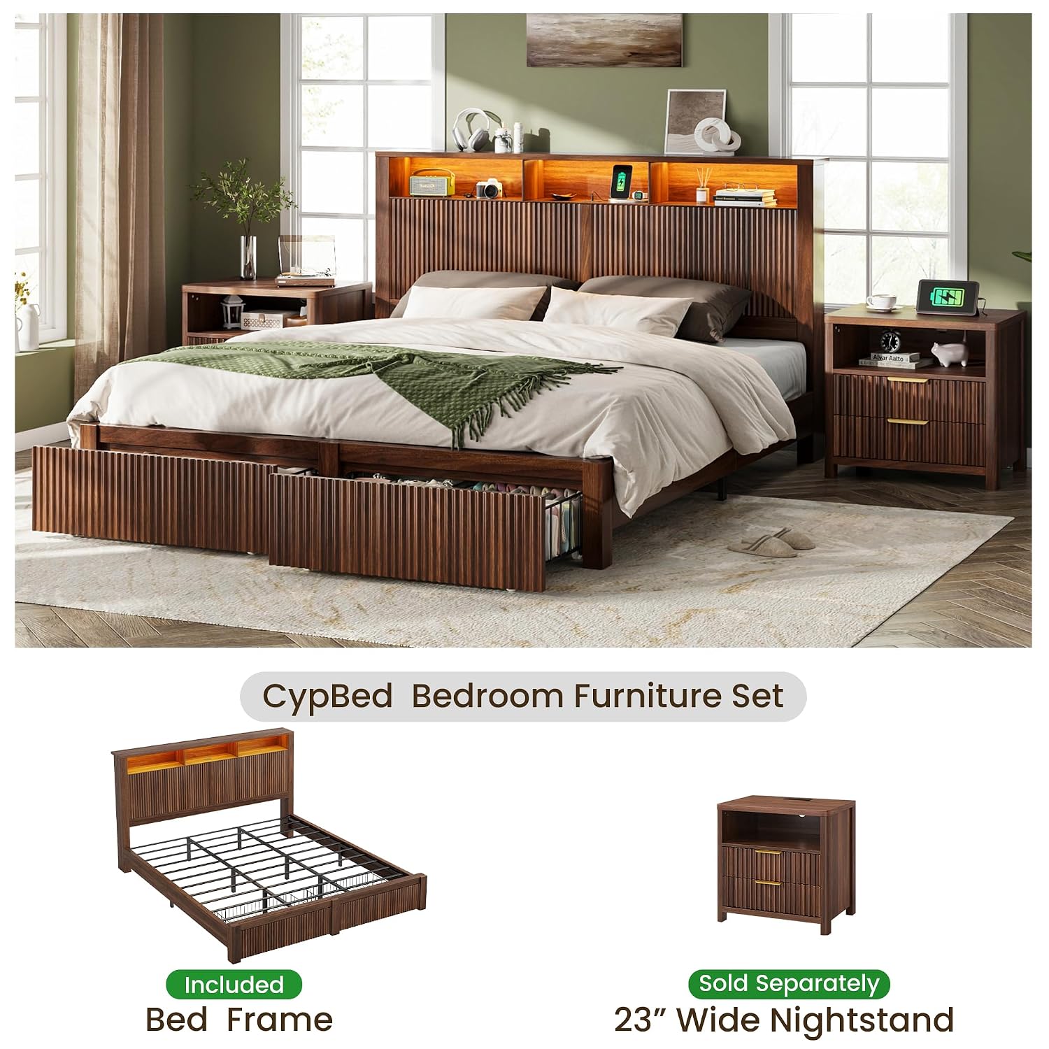 โครงเตียงขนาดคิงไซส์พร้อมหัวเต - King Size Bed Frame With Storage Drawers บทวิจารณ์และราคา