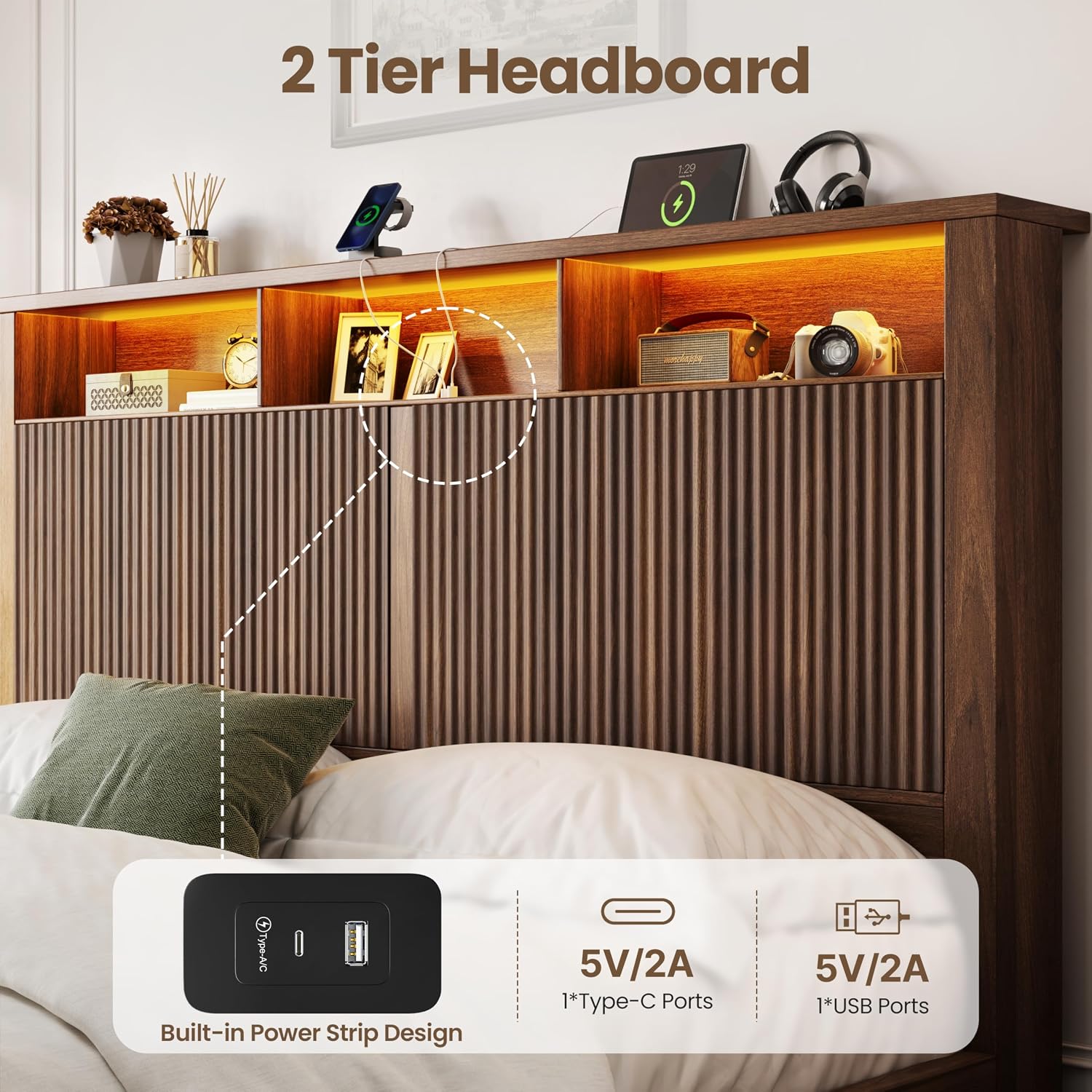 โครงเตียงขนาดคิงไซส์พร้อมหัวเต - King Size Bed Frame With Storage Drawers บทวิจารณ์และราคา