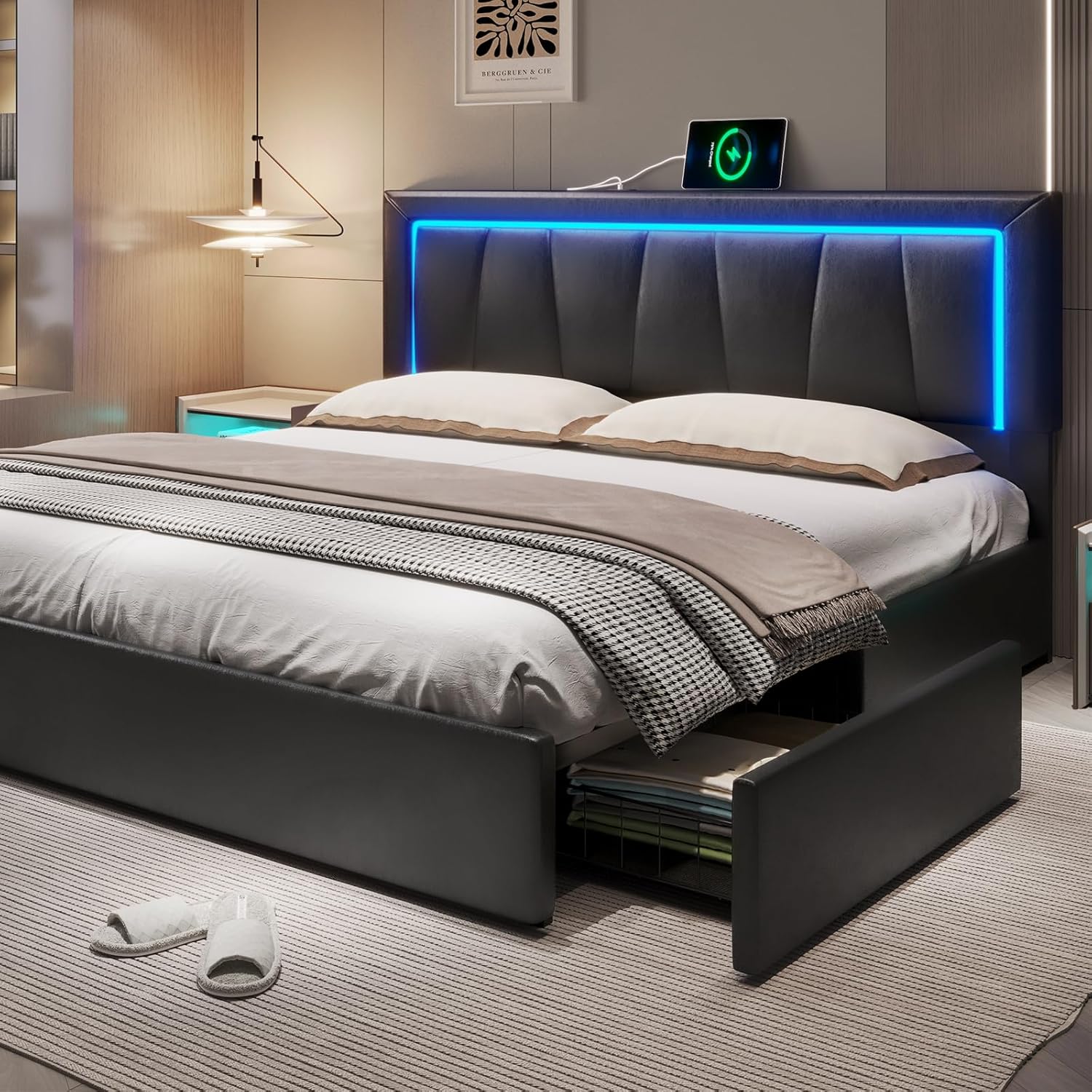 โครงเตียงขนาดคิงไซส์แคลิฟอร์เน - King Size Bed Frame With Storage Drawers บทวิจารณ์และราคา