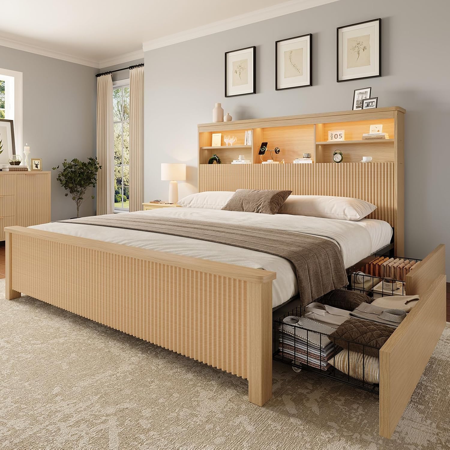 โครงเตียงขนาดคิงไซส์ พร้อมลิ้น - King Size Bed Frame With Storage Drawers บทวิจารณ์และราคา