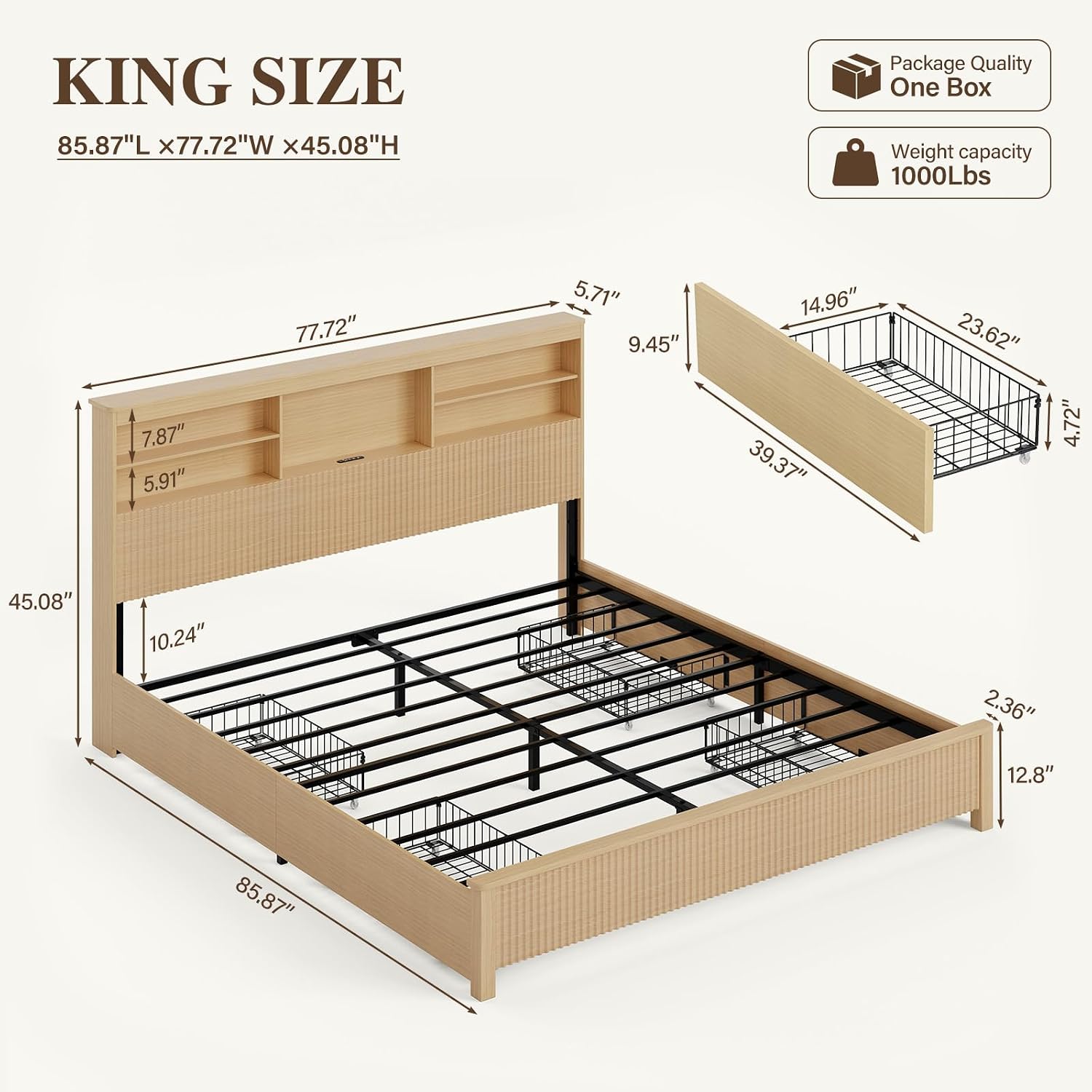 โครงเตียงขนาดคิงไซส์ พร้อมลิ้น - King Size Bed Frame With Storage Drawers บทวิจารณ์และราคา