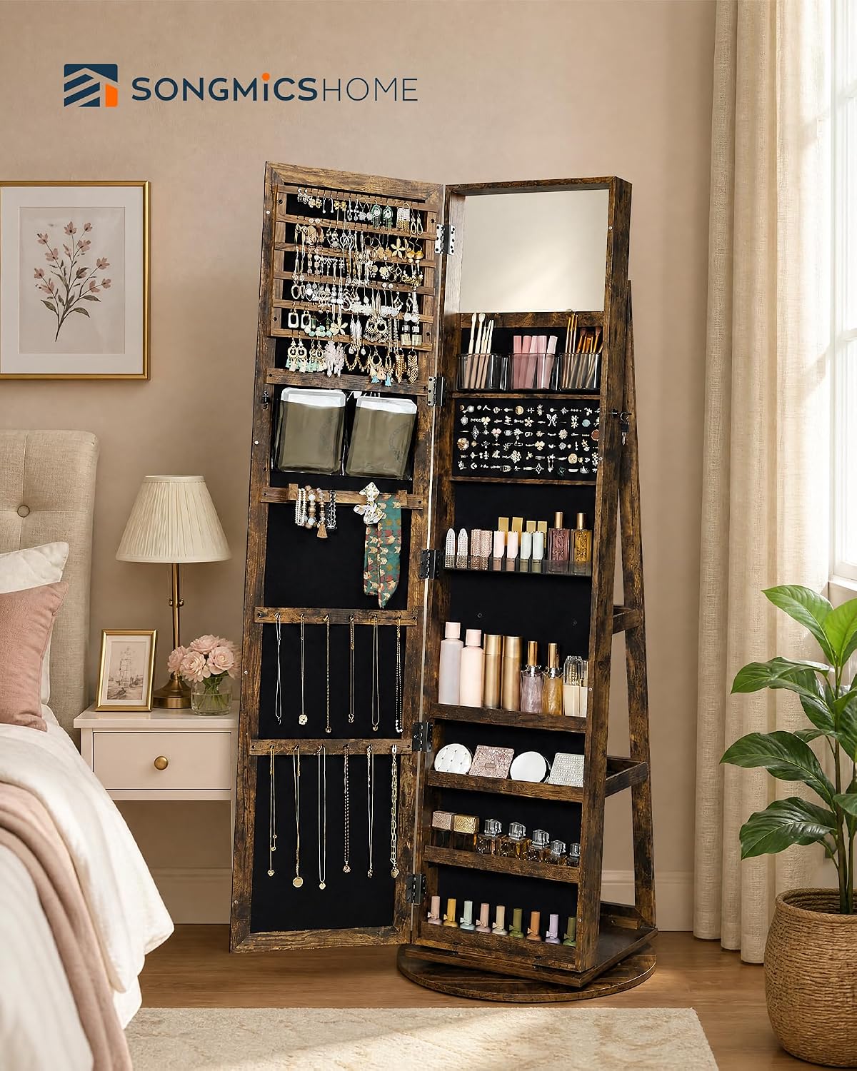 ตู้เก็บเครื่องประดับแบบตั้งพื้ - Full Length Mirror Jewelry Armoire บทวิจารณ์และราคา