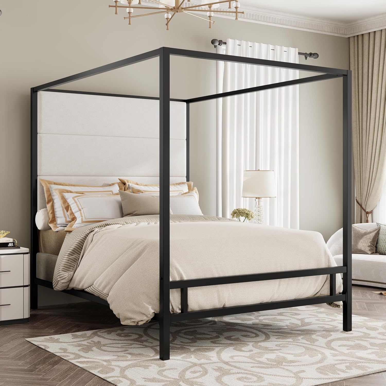 เตียงควีนไซส์แบบมีหลังคา หุ้มก - Canopy Bed Frame Metal Queen บทวิจารณ์และราคา