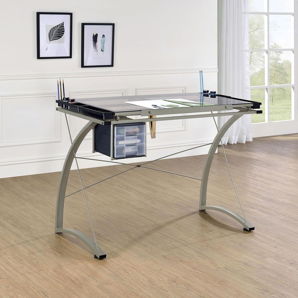 โต๊ะเขียนแบบโลหะและกระจกขนาด 4 - Tables บทวิจารณ์และราคา