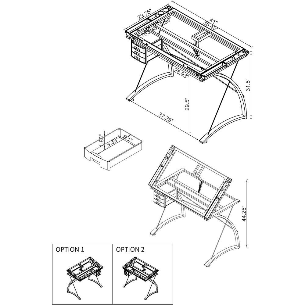 โต๊ะเขียนแบบโลหะและกระจกขนาด 4 - Tables บทวิจารณ์และราคา