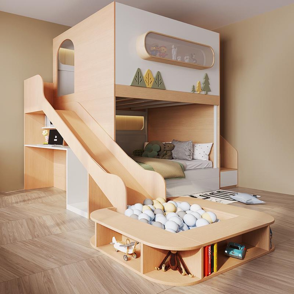 เตียงสองชั้นทรงแคปซูลอวกาศพร้อ - Bunk Bed With Stairs And Slide บทวิจารณ์และราคา