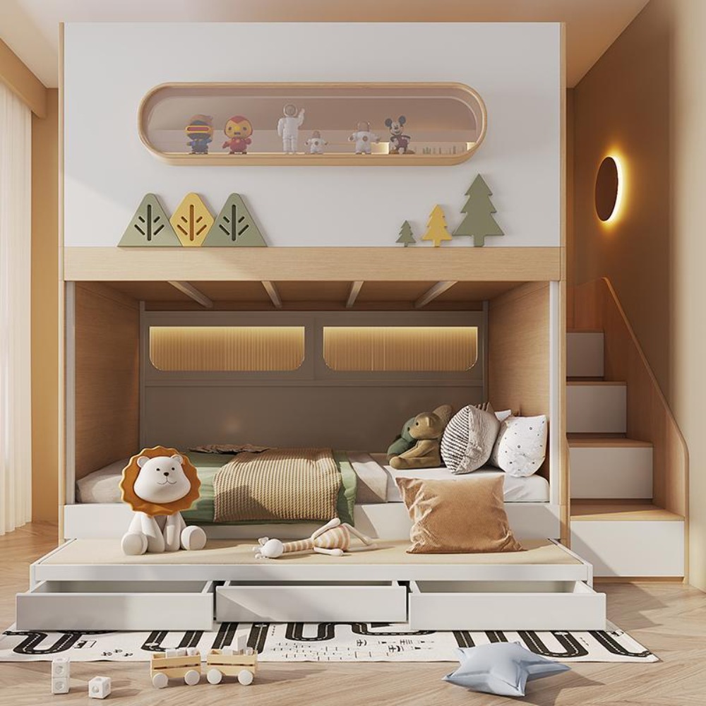 เตียงสองชั้นทรงแคปซูลอวกาศพร้อ - Bunk Bed With Stairs And Slide บทวิจารณ์และราคา
