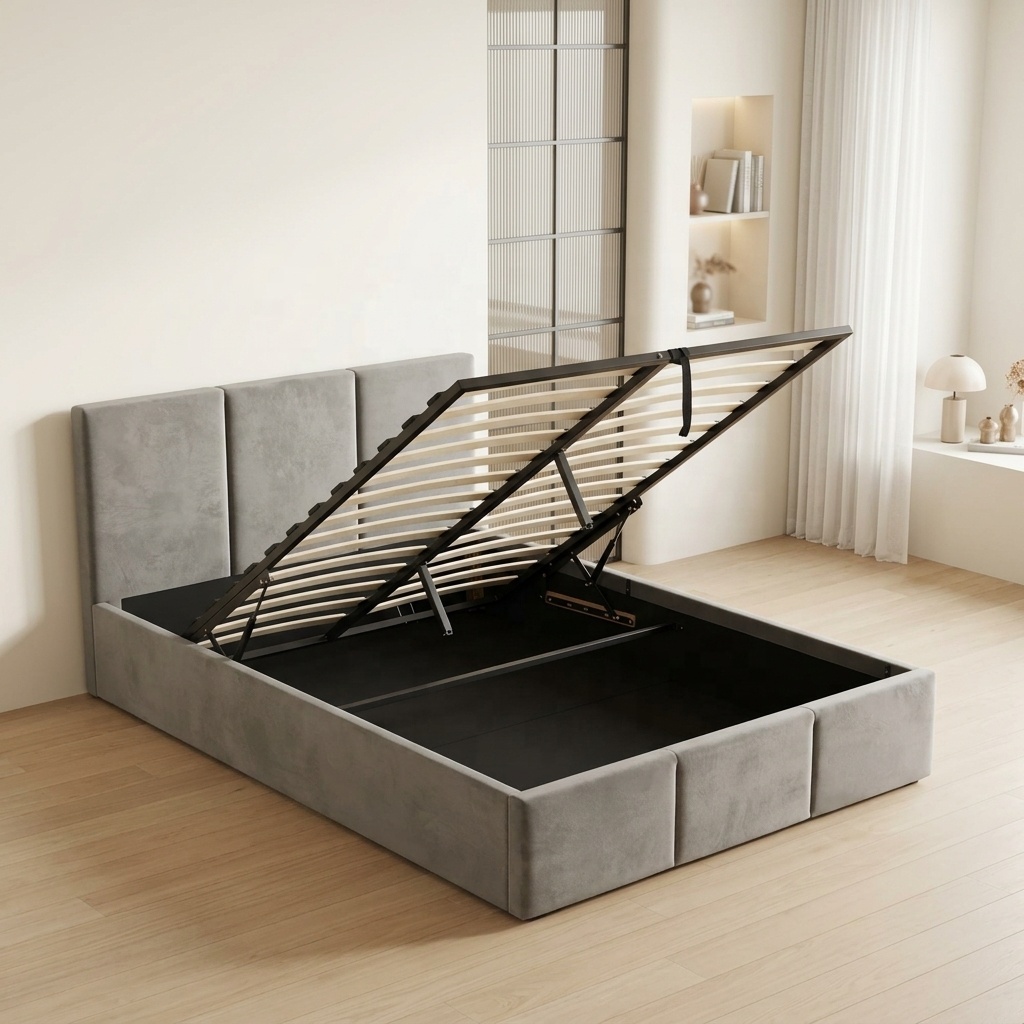 ตัวอย่างฟรี: เตียงนอนทันสมัยแบ - Gas Lift Storage Bed Hydraulic บทวิจารณ์และราคา