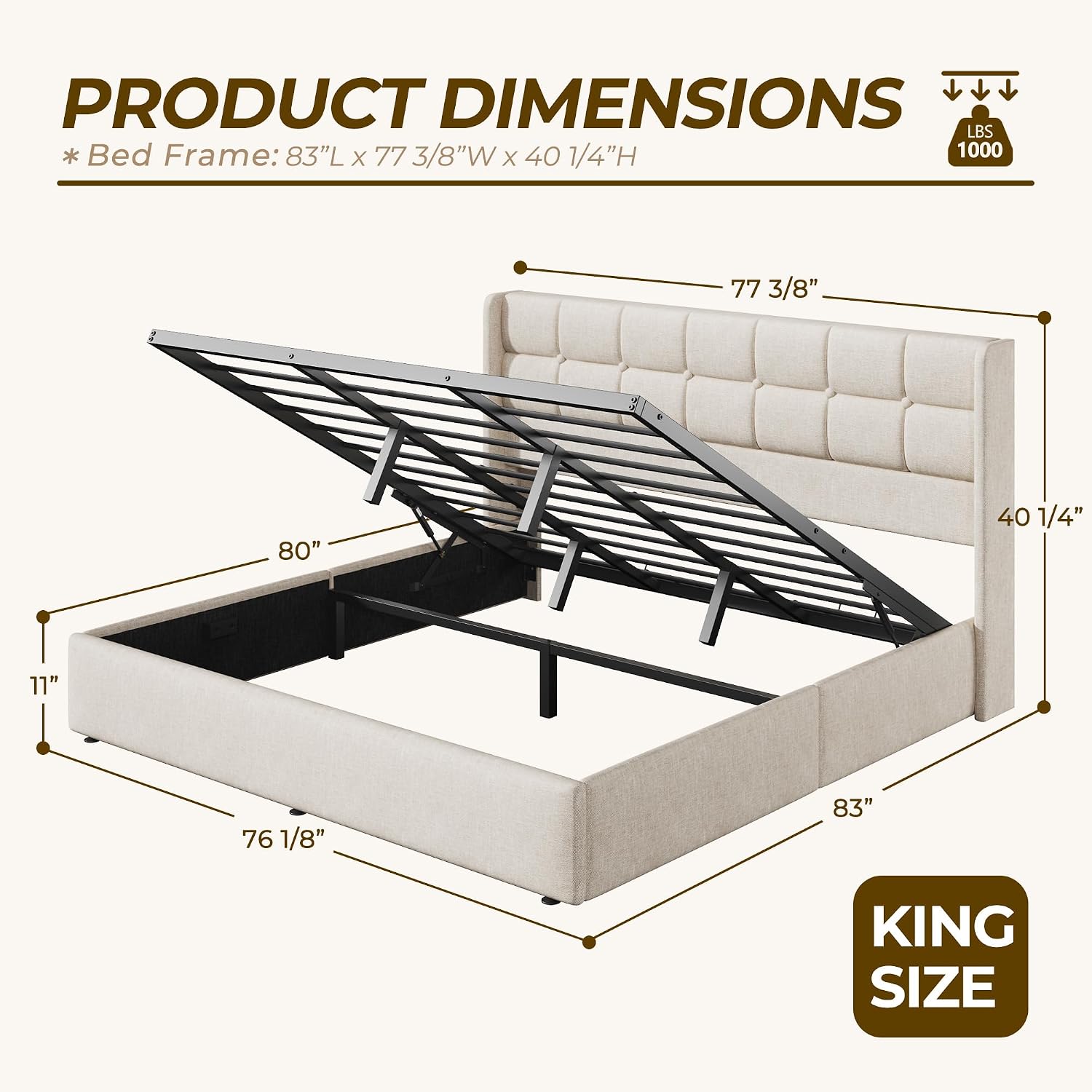 โครงเตียงยกเก็บของขนาดคิงไซส์, - Gas Lift Storage Bed Hydraulic บทวิจารณ์และราคา