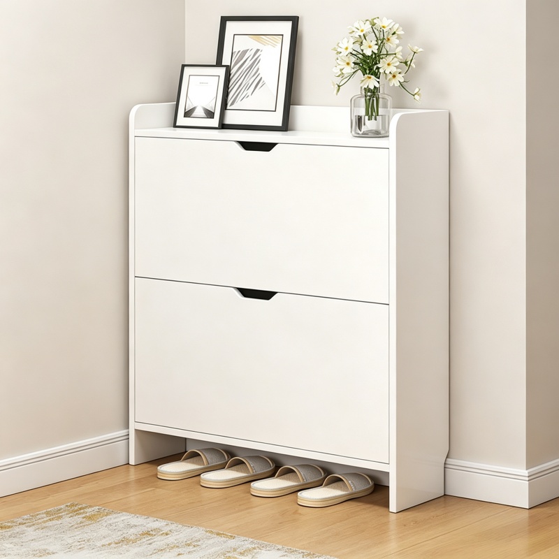 ตู้เก็บรองเท้าไม้ 2 ชั้น พร้อม - Shoe Rack Cabinet Narrow Entryway บทวิจารณ์และราคา