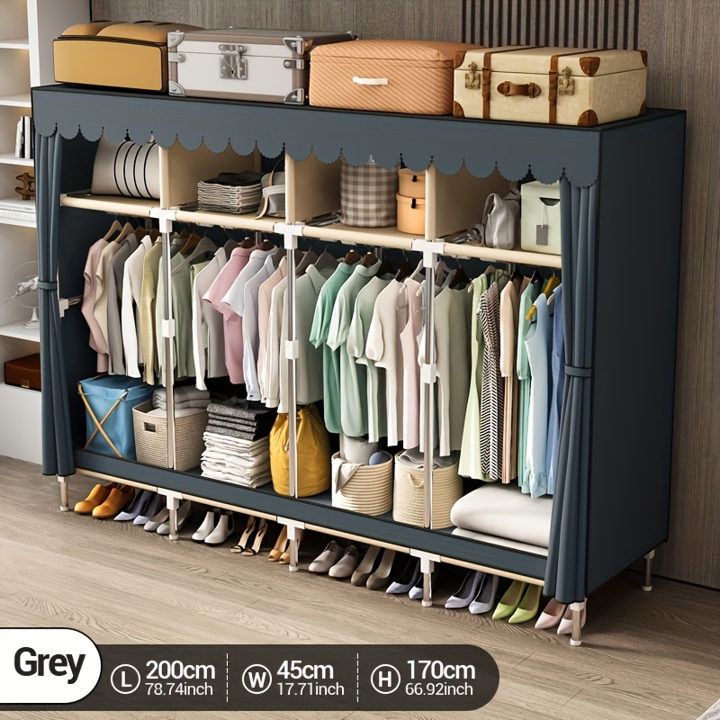ตู้เสื้อผ้าแบบพกพาโครงเหล็กพร้ - Wardrobe Closet Portable Fabric Cover บทวิจารณ์และราคา