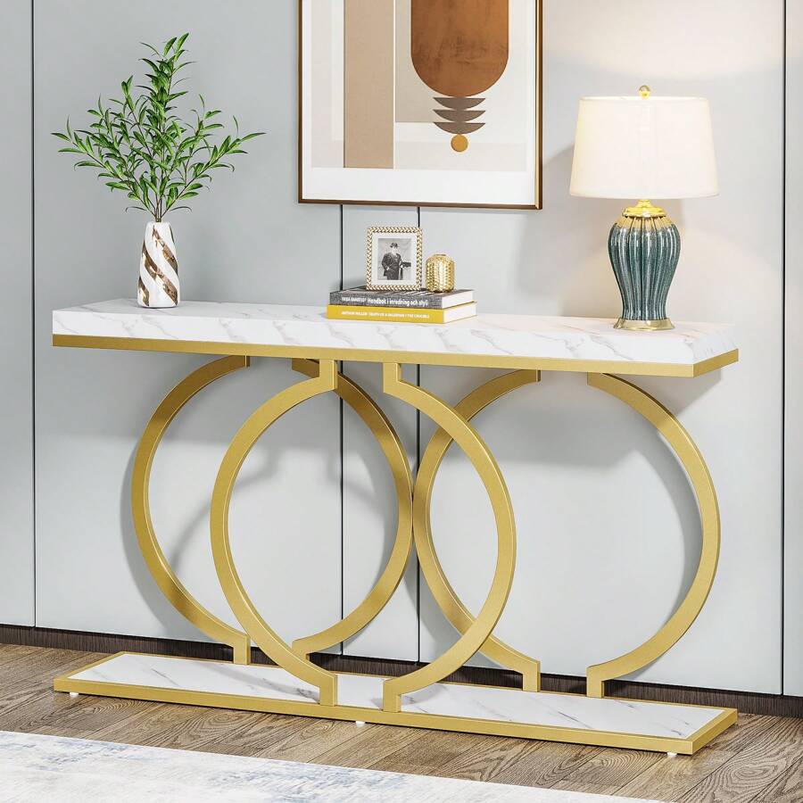 โต๊ะคอนโซลสีทองสไตล์โมเดิร์นขน - Tables บทวิจารณ์และราคา
