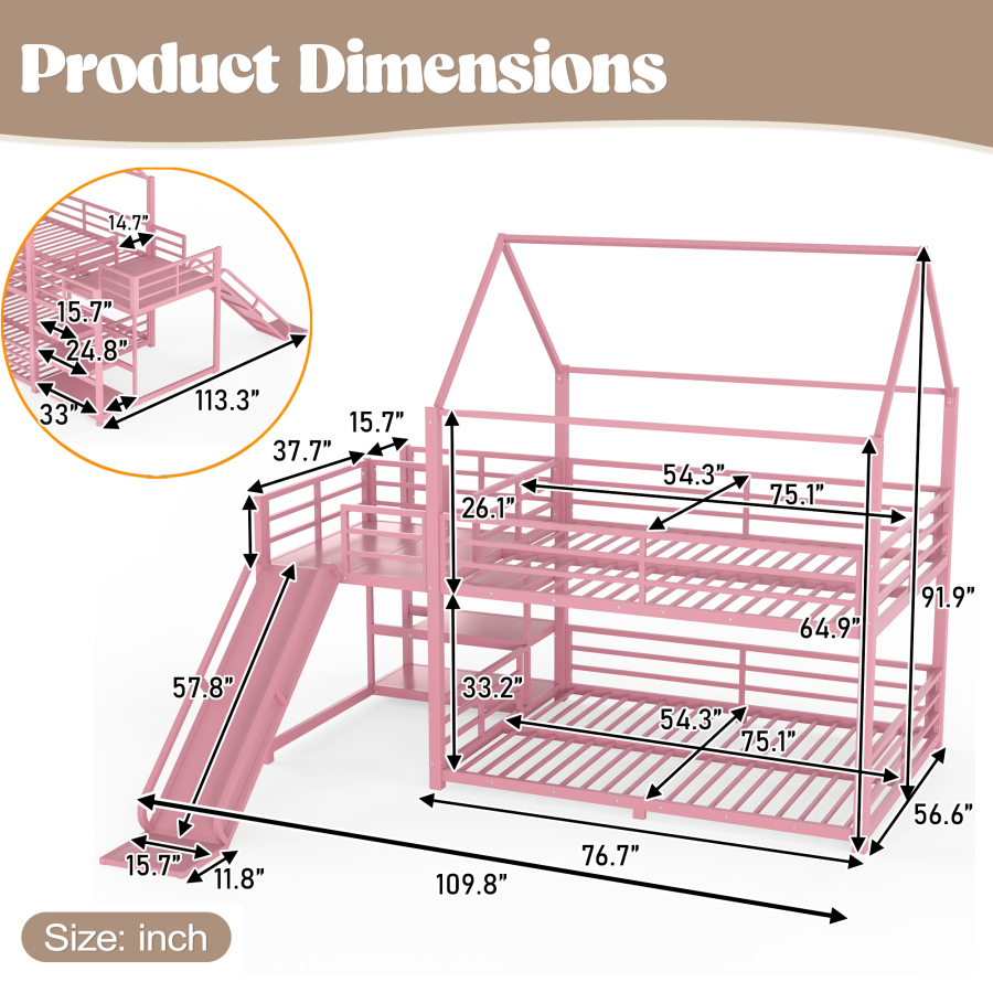 เตียงสองชั้นแบบโลหะทั้งหลัง พร - Bunk Bed With Stairs And Slide บทวิจารณ์และราคา