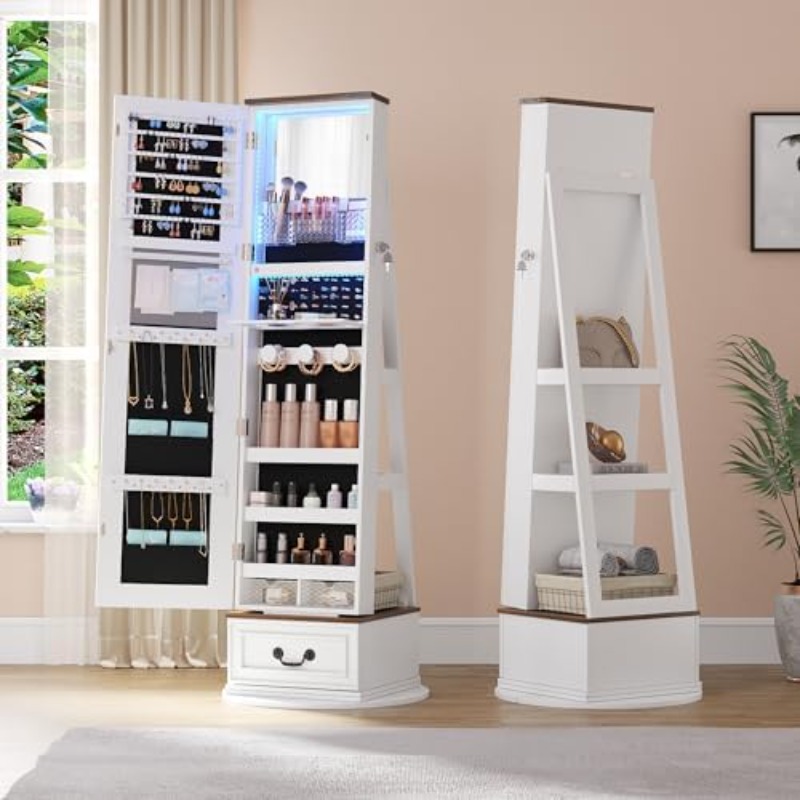 360 ° ตู้เก็บเครื่องประดับแบบห - Full Length Mirror Jewelry Armoire บทวิจารณ์และราคา