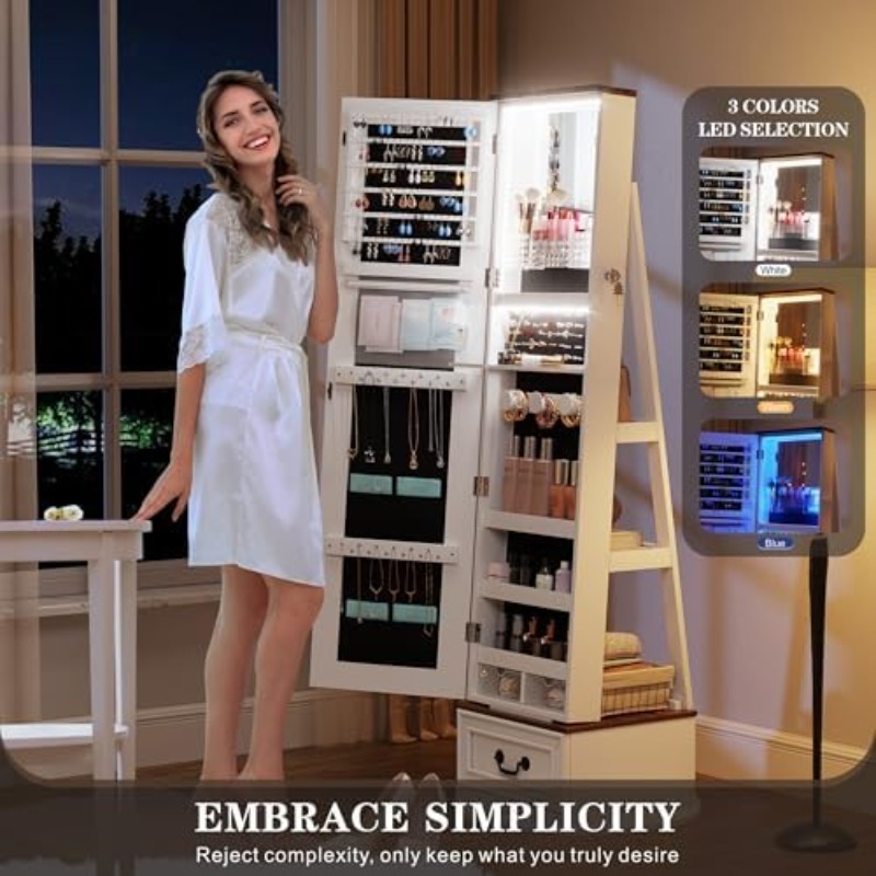 360 ° ตู้เก็บเครื่องประดับแบบห - Full Length Mirror Jewelry Armoire บทวิจารณ์และราคา