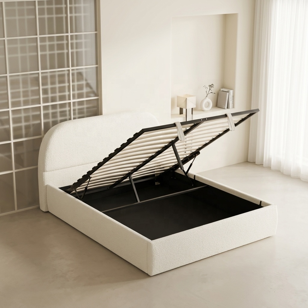 เตียงนอนนุ่มสบายสไตล์มินิมอลทั - Gas Lift Storage Bed Hydraulic บทวิจารณ์และราคา