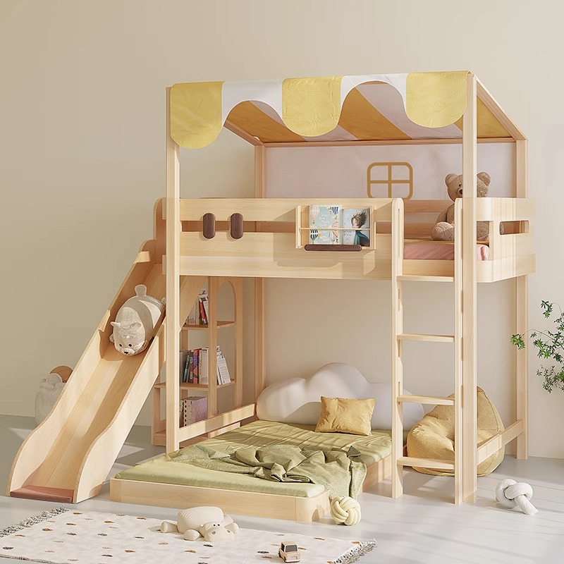 เตียงสองชั้นพร้อมสไลเดอร์ เตีย - Bunk Bed With Stairs And Slide บทวิจารณ์และราคา