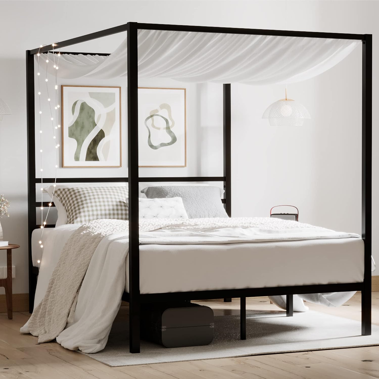 โครงเตียงโลหะแบบมีหลังคา รับน้ - Canopy Bed Frame Metal Queen บทวิจารณ์และราคา