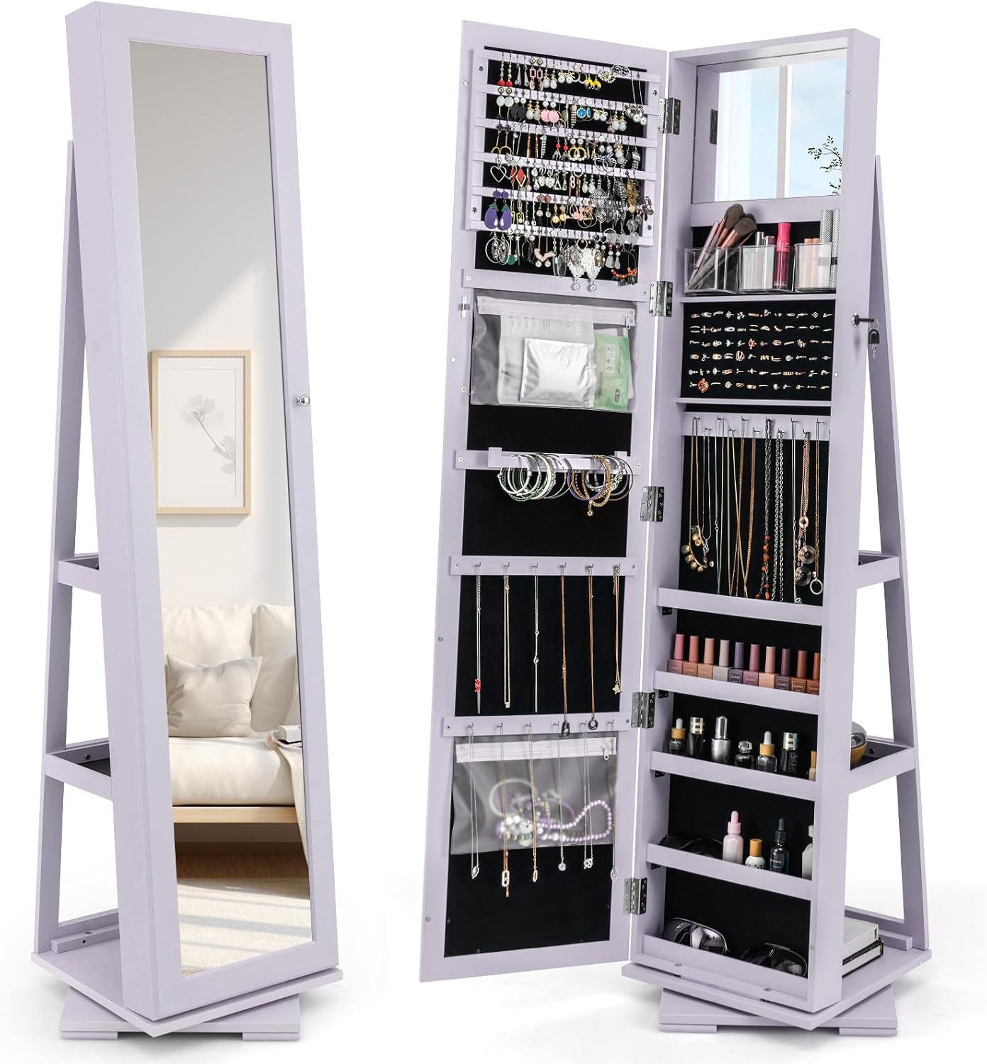 ตู้เก็บเครื่องประดับแบบหมุนได้ - Full Length Mirror Jewelry Armoire บทวิจารณ์และราคา