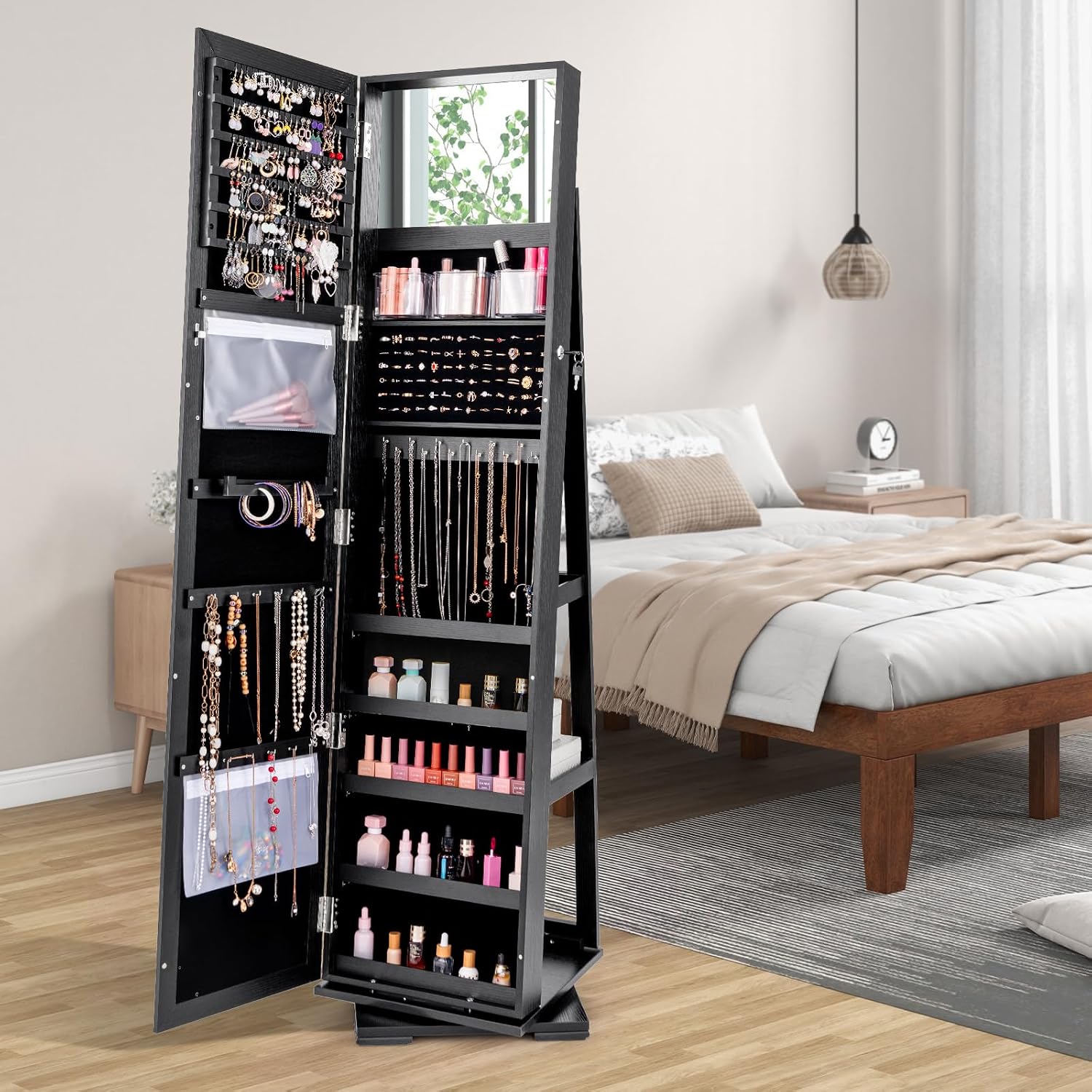 ตู้เก็บเครื่องประดับแบบตั้งพื้ - Full Length Mirror Jewelry Armoire บทวิจารณ์และราคา
