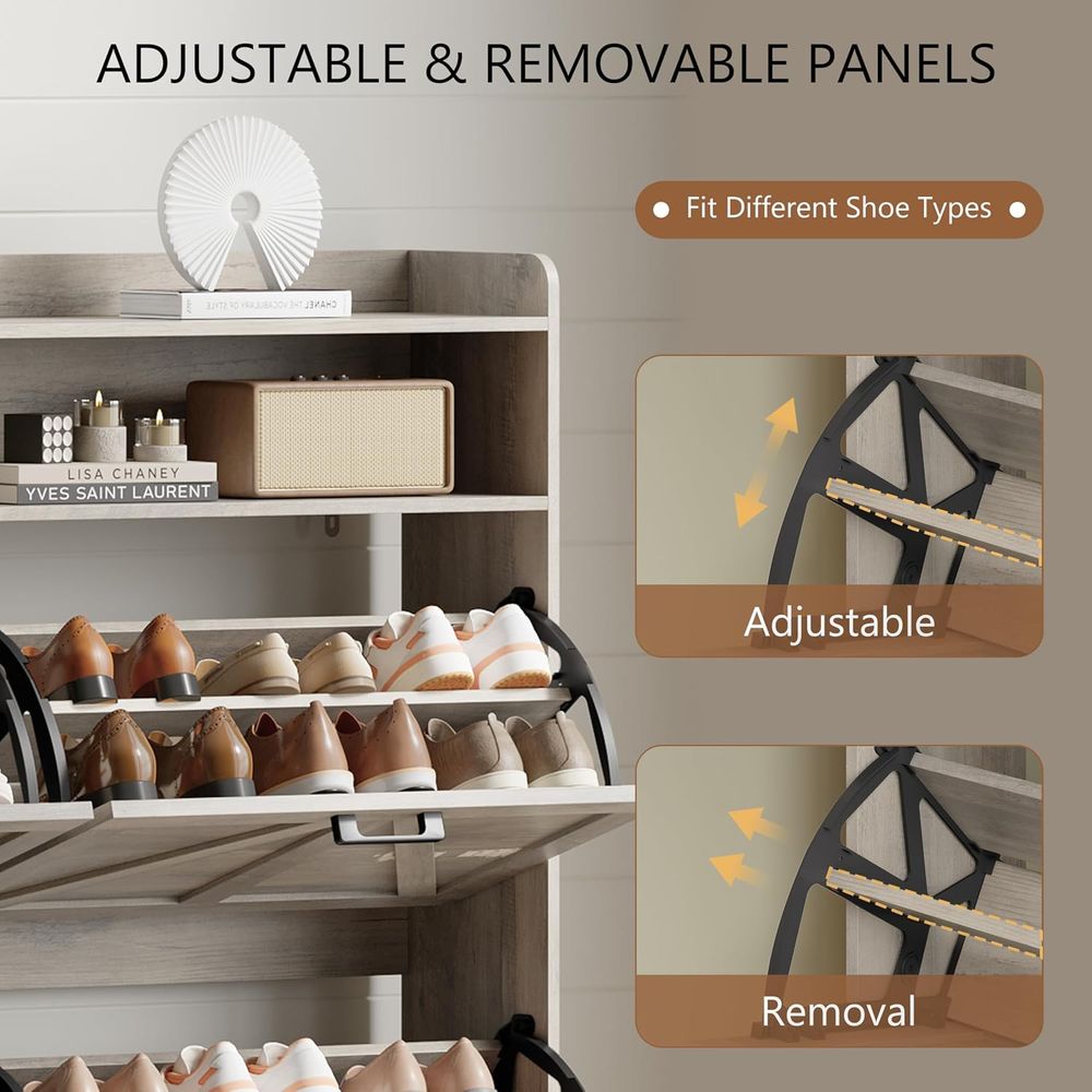 ตู้เก็บรองเท้าพร้อมชั้นวาง 4 ช - Shoe Rack Cabinet Narrow Entryway บทวิจารณ์และราคา