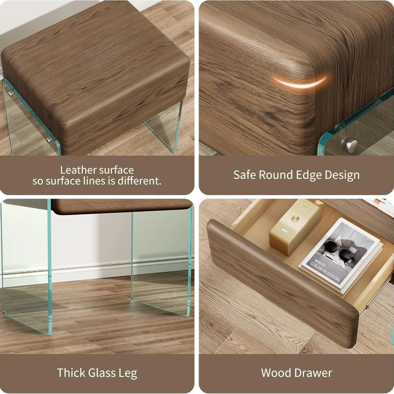 โต๊ะข้างเตียงพร้อมลิ้นชัก ขาโต - Solid Wood Nightstand 2 Drawers บทวิจารณ์และราคา