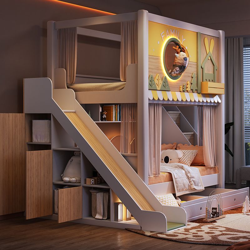 เตียงสองชั้นสำหรับเด็กธีมป่าไม - Bunk Bed With Stairs And Slide บทวิจารณ์และราคา