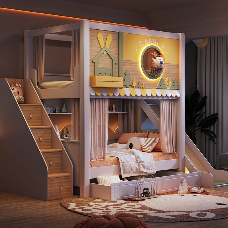 เตียงสองชั้นสำหรับเด็กธีมป่าไม - Bunk Bed With Stairs And Slide บทวิจารณ์และราคา