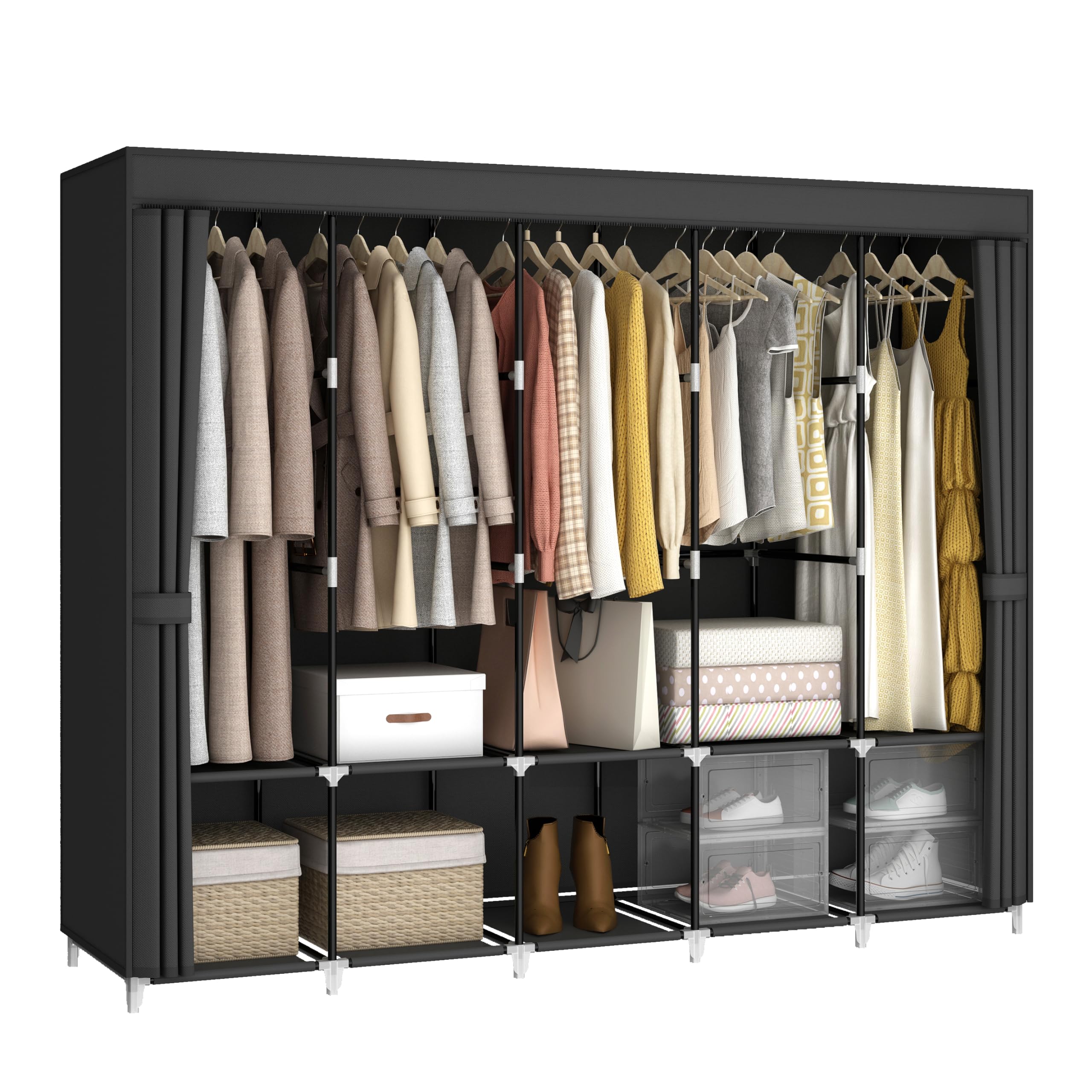 ตู้เสื้อผ้าแบบพกพาขนาดใหญ่ 83  - Wardrobe Closet Portable Fabric Cover บทวิจารณ์และราคา
