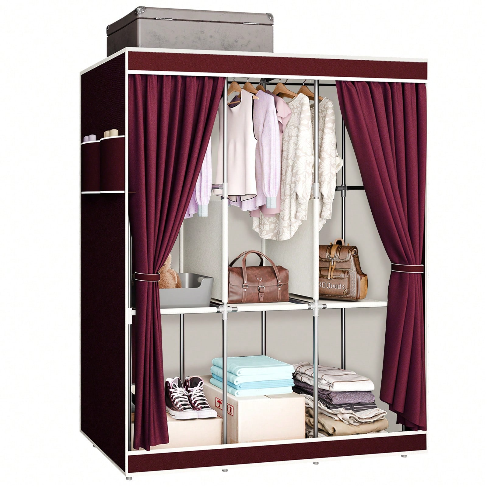 ตู้เสื้อผ้าแบบพกพาขนาด 65 นิ้ว - Wardrobe Closet Portable Fabric Cover บทวิจารณ์และราคา